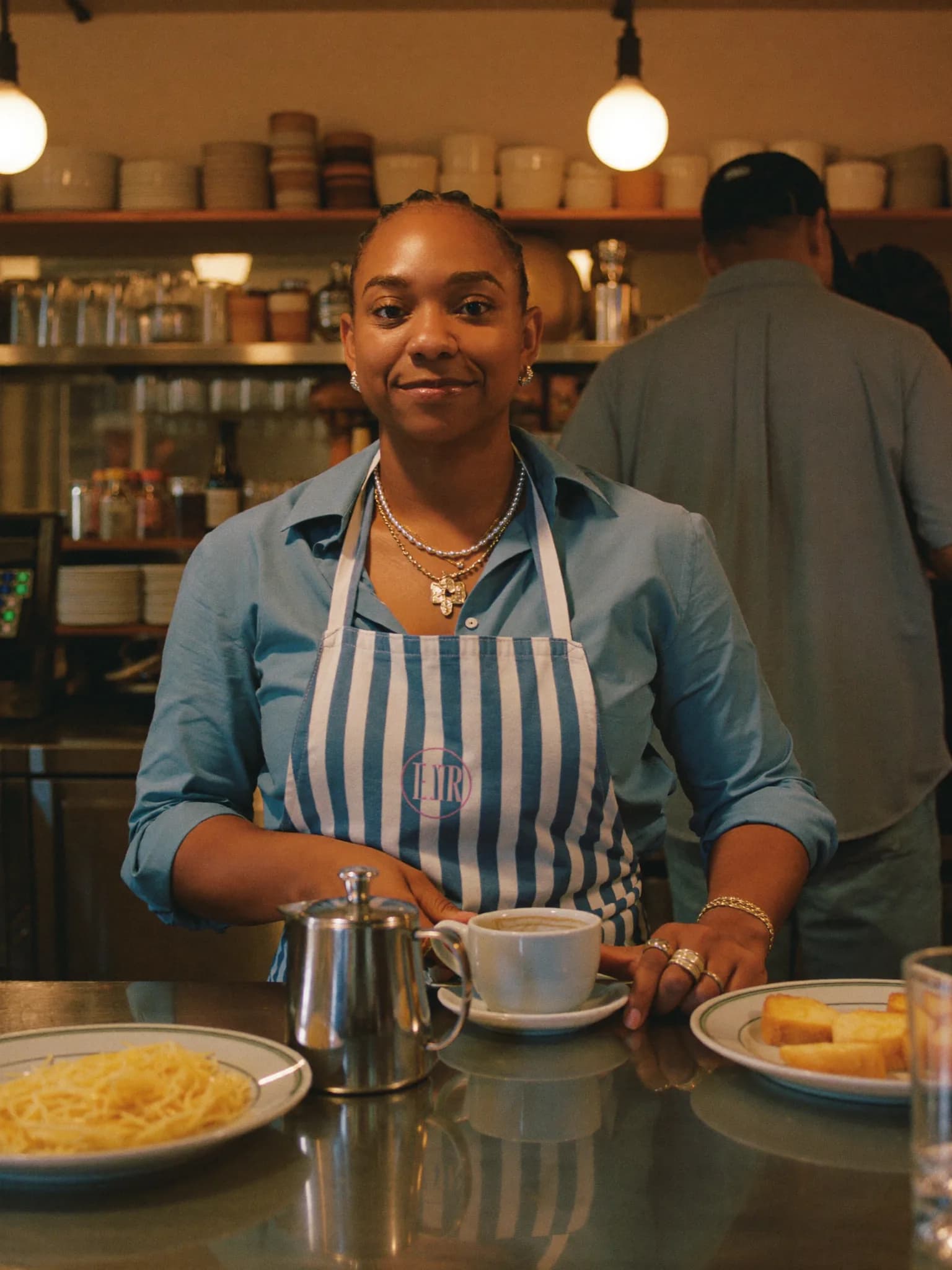Restaurant owner at the counter